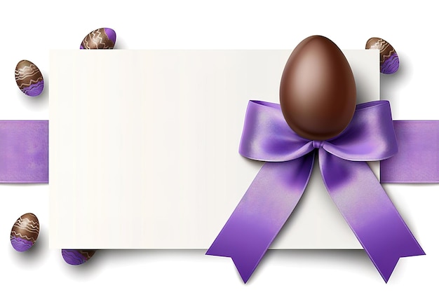 Chocolate Easter egg with color ribbon bow isolated