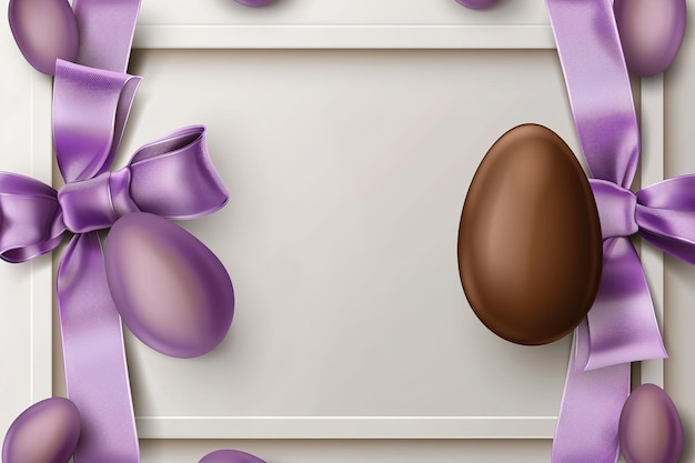 Chocolate Easter egg with color ribbon bow isolated