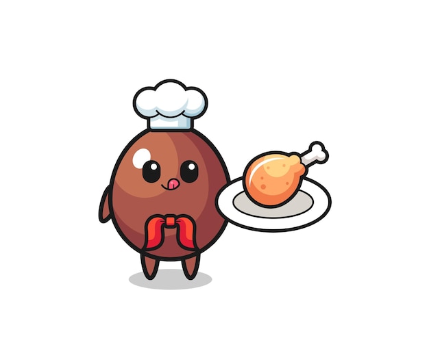 Chocolate egg fried chicken chef cartoon character cute design