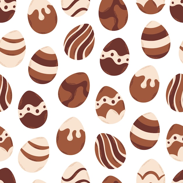 Chocolate eggs seamless pattern. Happy Easter. Easter sweets.