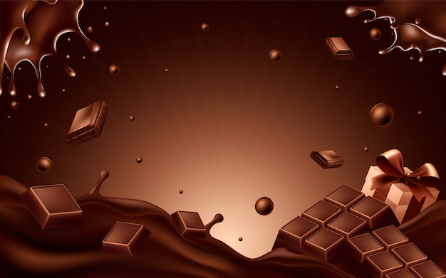 Vector chocolate food background in realistic style