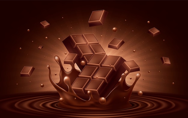 Vector chocolate food composition in realistic style