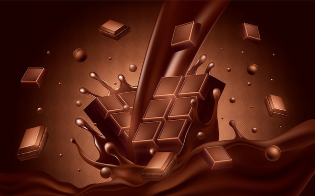 Vector chocolate food composition in realistic style