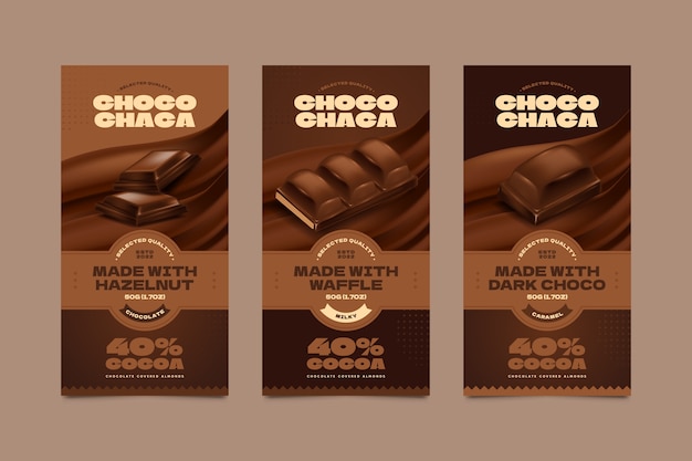 Vector chocolate food label set in realistic style