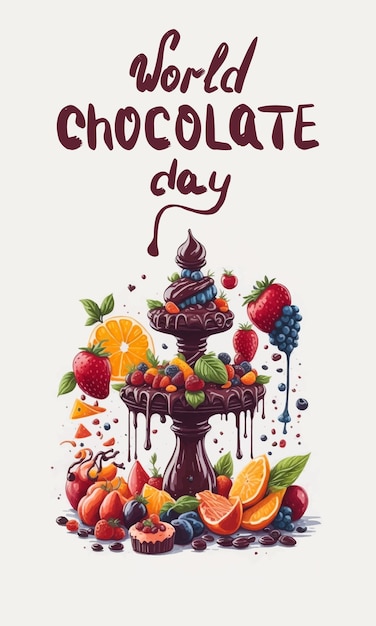 A chocolate fountain surrounded by colorful fruits and treats