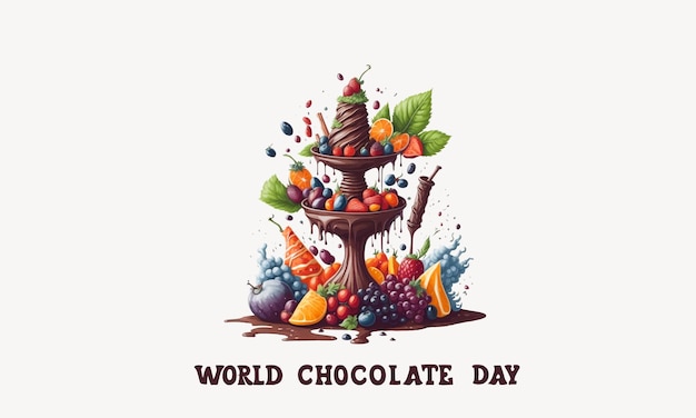 Chocolate fountain with fruit for world chocolate day