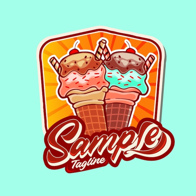 Chocolate ice cream character logo