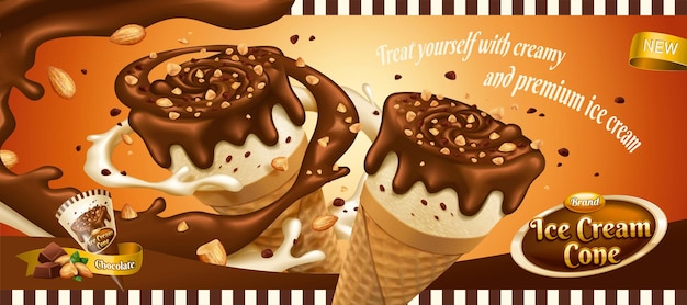 Chocolate ice cream cone ads