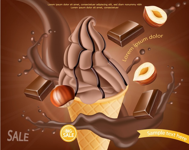 Chocolate ice cream cone banner