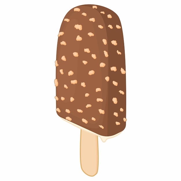 Chocolate ice cream on a stick icon in icon in cartoon style on a white background