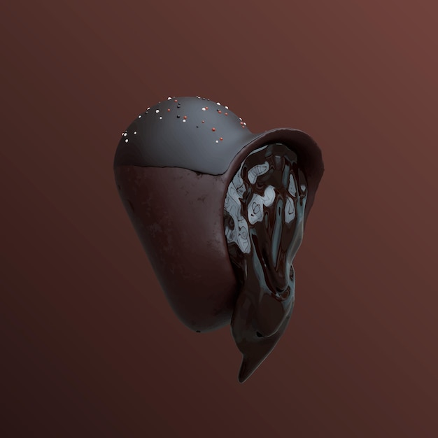 Chocolate Love Cake 3D Illustration