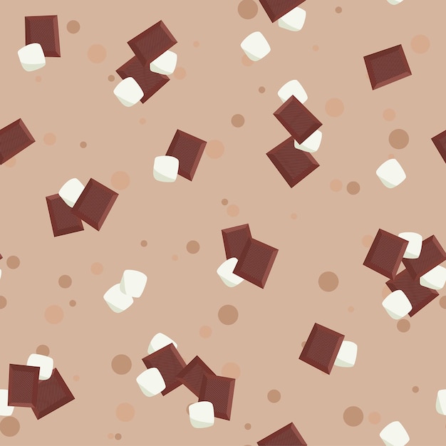 Chocolate and marshmallow seamless pattern