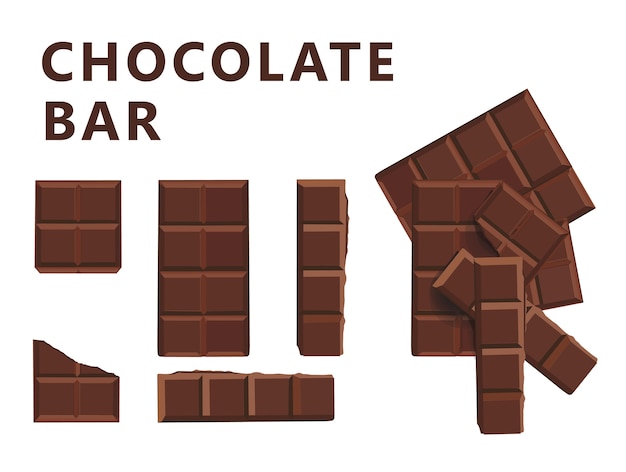 Chocolate Milk Block Bar and pieces set illustration