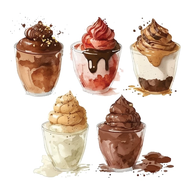 Chocolate mousse watercolor paint collection