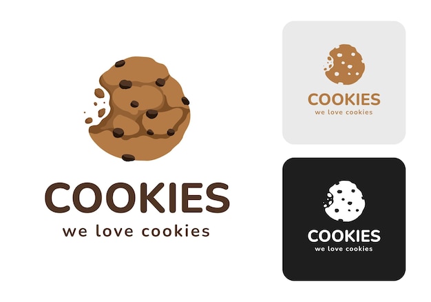 Chocolate oatmeal cookies with drips and crumbs logo design