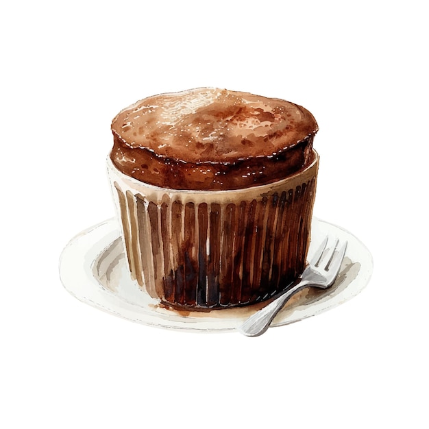 chocolate souffle vector illustration in watercolour style