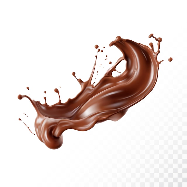 Vector chocolate splash isolated on white background realistic vector illustration