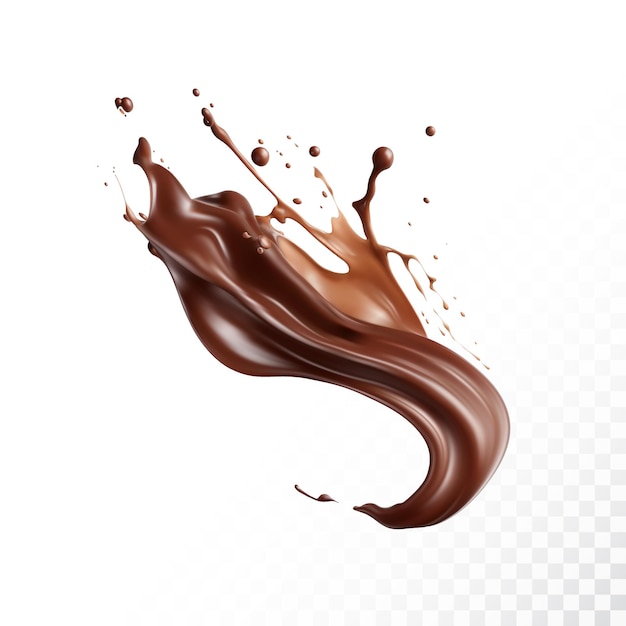 Vector chocolate splash isolated on white background realistic vector illustration