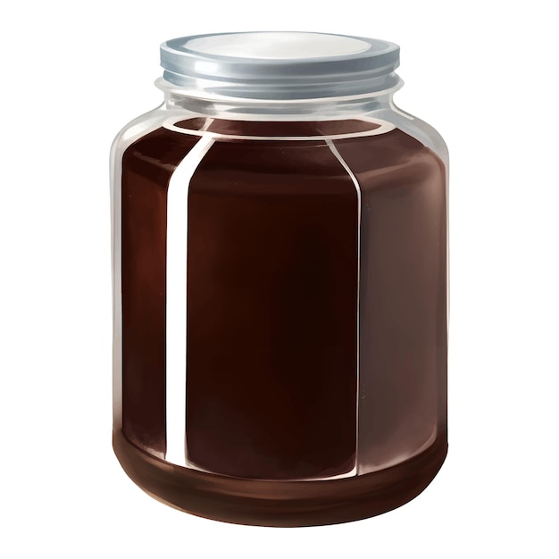 Chocolate Spread in Jar Isolated Detailed Hand Drawn Painting Illustration