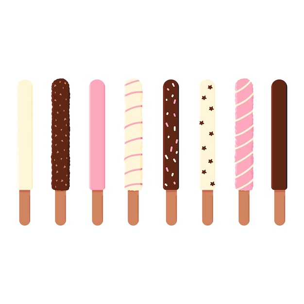 Chocolate sticks colored food eat holiday set