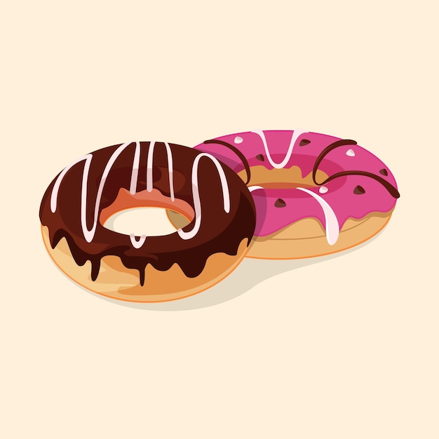 Vector chocolate strawberry flavor donuts vector illustration