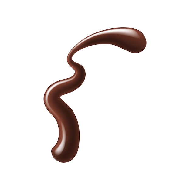 Chocolate syrup stain swirl splash drop or whirl Choco sauce or yogurt melted chocolate creamy dessert realistic vector curly line Sweet hot cacao isolated 3d stain or swirl