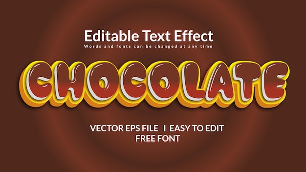 Chocolate text effect 3d Editable file