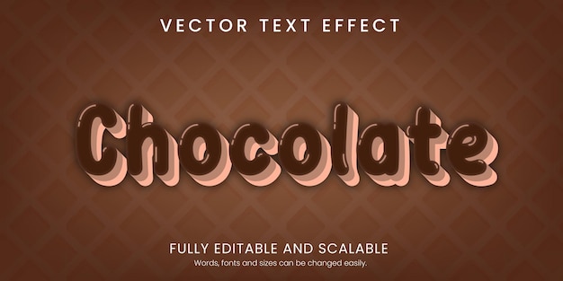 Vector chocolate text effect 3d style fully editable with abstract background