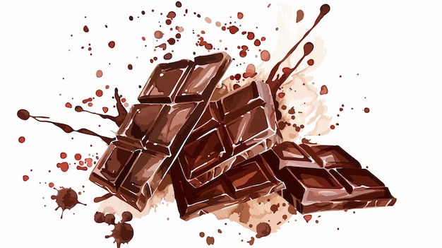 Vector chocolate watercolor illustration isolated on splash