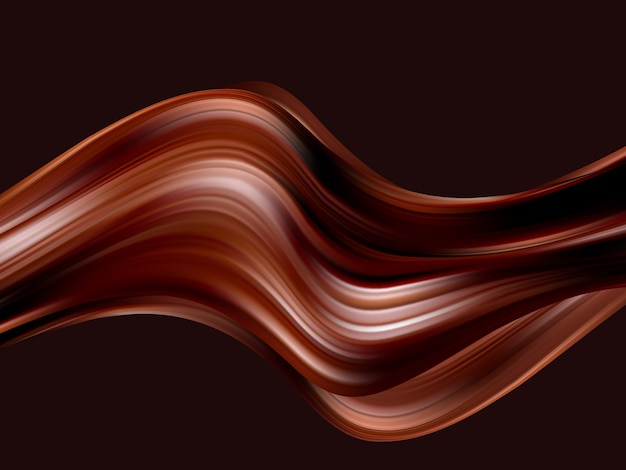 Chocolate wavy background. Abstract satin chocolate waves.