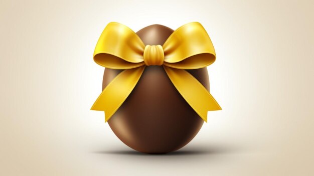 Vector chocolate with a yellow bow and a gold ribbon