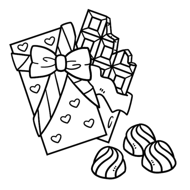 Chocolates Candy Wrap Isolated Coloring Page