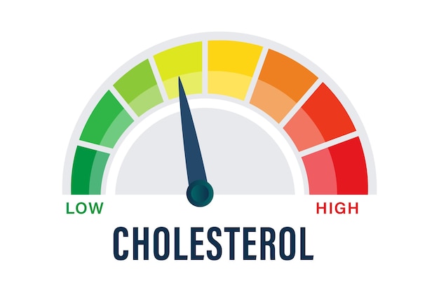 Cholesterol Meter Indicating Levels from Low to High