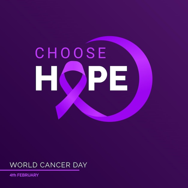 Choose Hope Ribbon Typography 4th February World Cancer Day