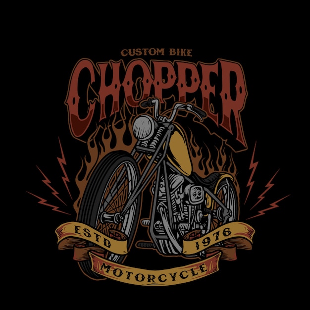 Chopper custom bike style vintage illustration