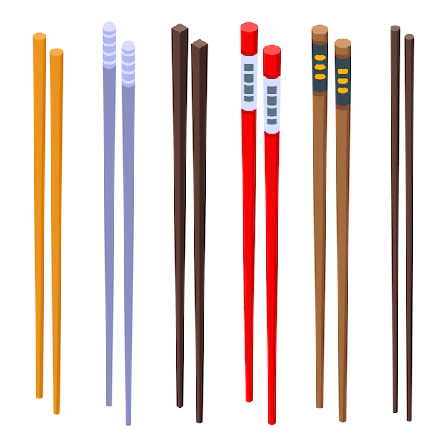 Chopsticks icons set