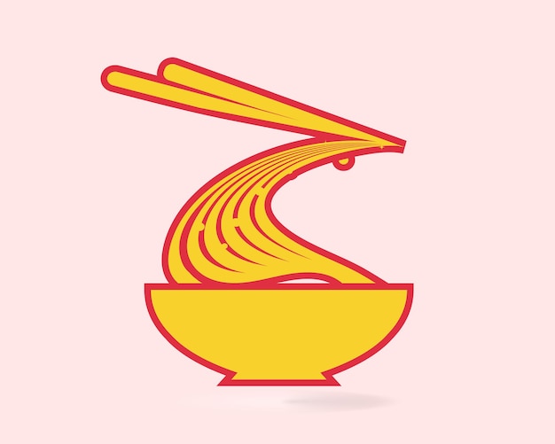 Chopsticks ramen noodle pasta logo design vector icon illustration