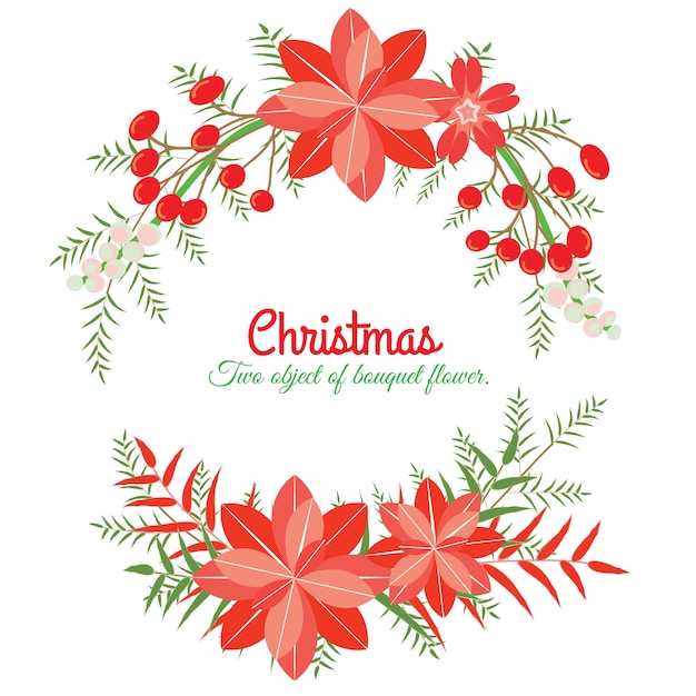 Chrismas card and New year. Two flower object is vector for object, frame and card. The object is the collection for christmas and newyear. the vector is not trace or copy image. 