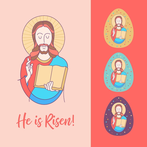 Christ is risen! Vector illustration. Jesus Christ.