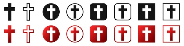 Christian cross icons set Christian cross sign Vector illustration