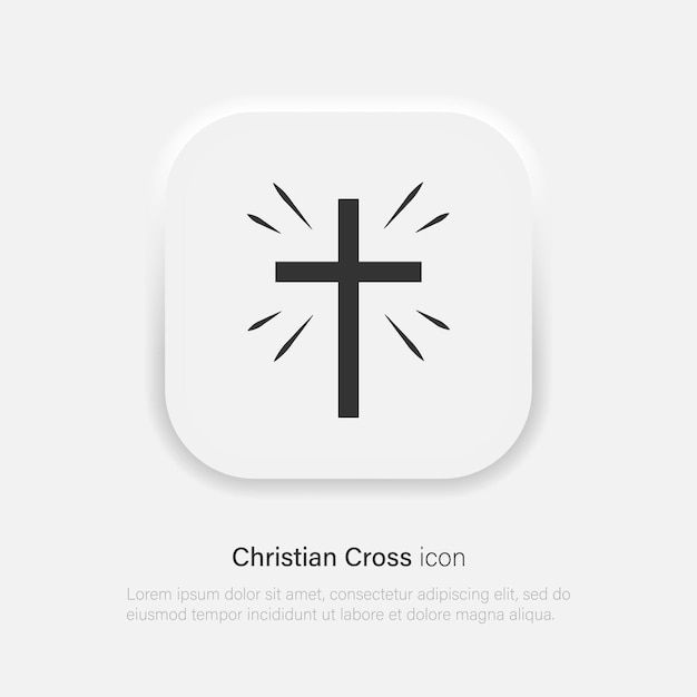 Christian cross vector icon Cross with rays symbol in trendy neumorphism style Vector EPS 10