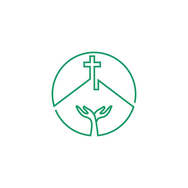 Vector christian cross with tree logo design