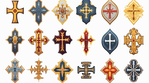 Vector christian crosses heraldic design set