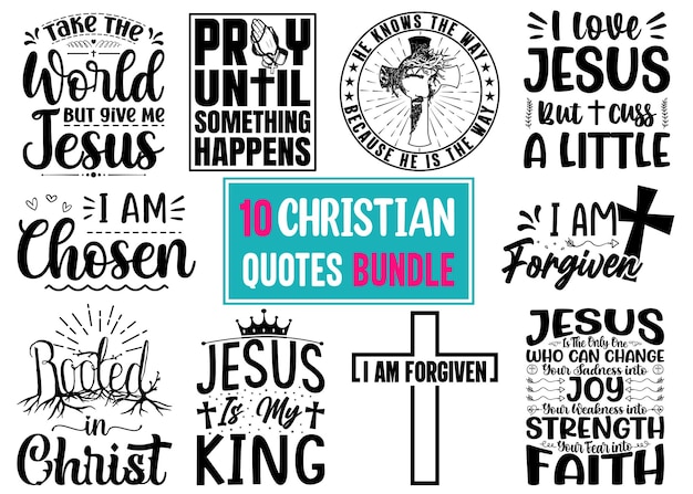 Vector christian quotes bundle