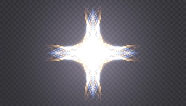 Christian symbols of the cross, luminous intertwining lines on a transparent background.