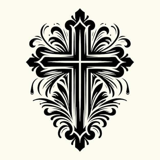 Vector christians cross silhouette vector illustration