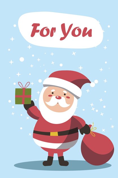 Christma cards with Santa Claus Merry Christmas and Happy New Year greetings For you Vector illustration EPS