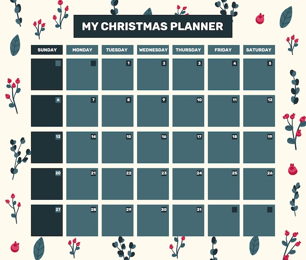 Christmas 2021 Calendar holiday celebration design collection set sticker