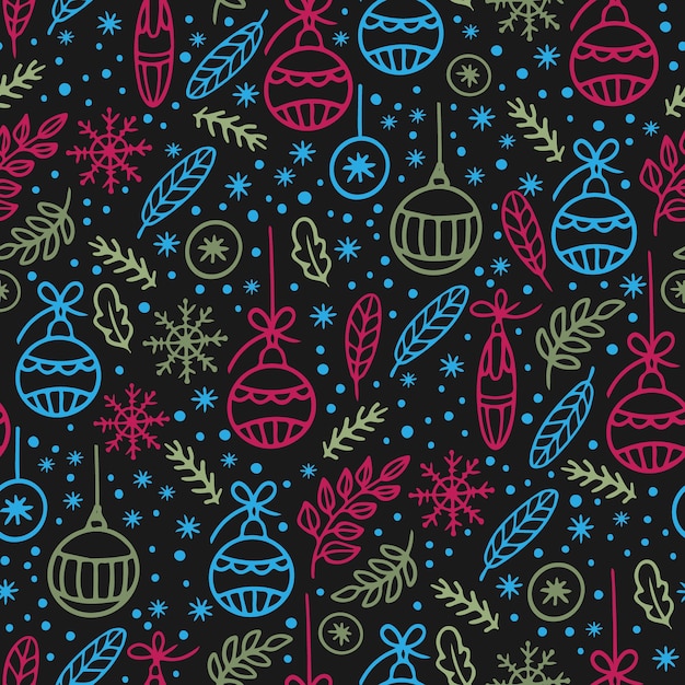 CHRISTMAS ABSTRACT  Hand Drawn Ornament Seamless Pattern