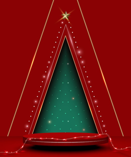 Christmas abstract scene background with pedestal for product display